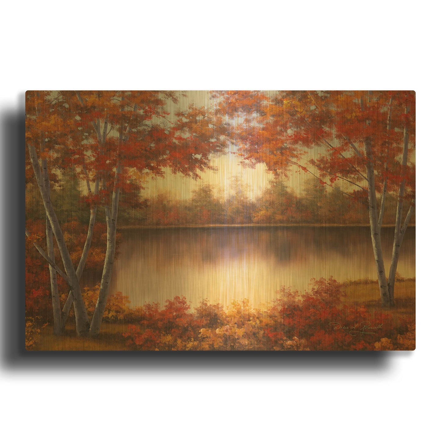 'R771D - Red and Gold' By Diane Romanello Gold Metal Wall Art