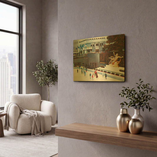 'R772D - Rockefeller Center' By Diane Romanello Gold Metal Wall Art