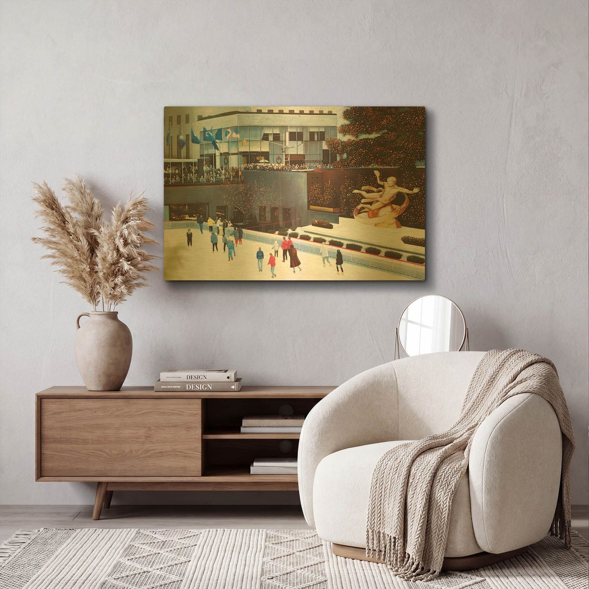 'R772D - Rockefeller Center' By Diane Romanello Gold Metal Wall Art