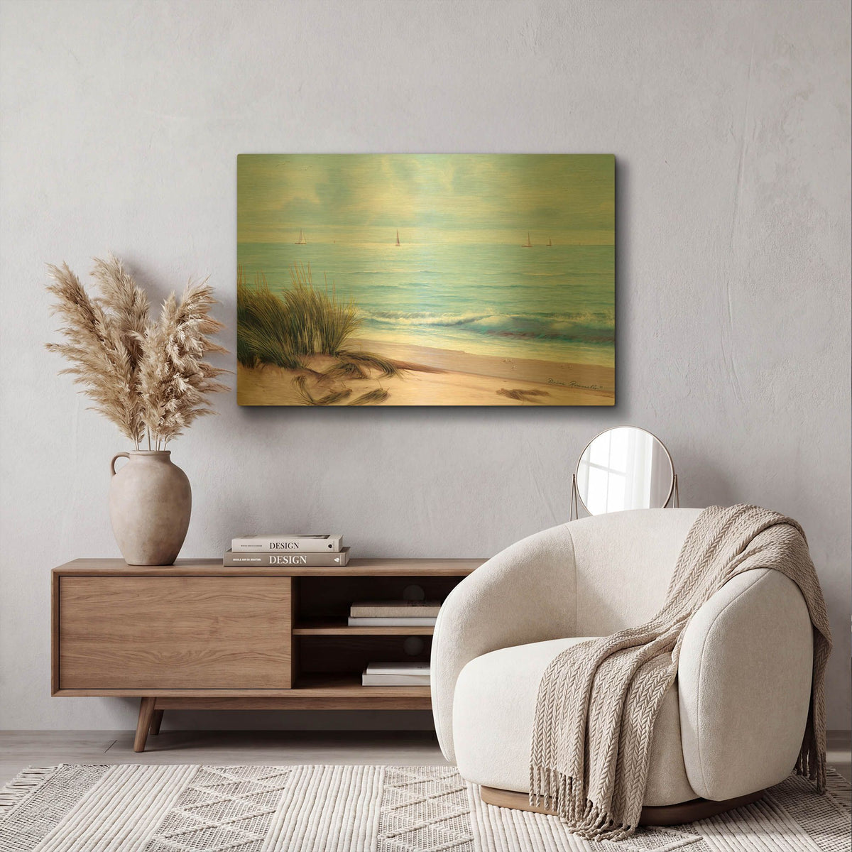 'R774D - Sandpiper Beach' By Diane Romanello Gold Metal Wall Art