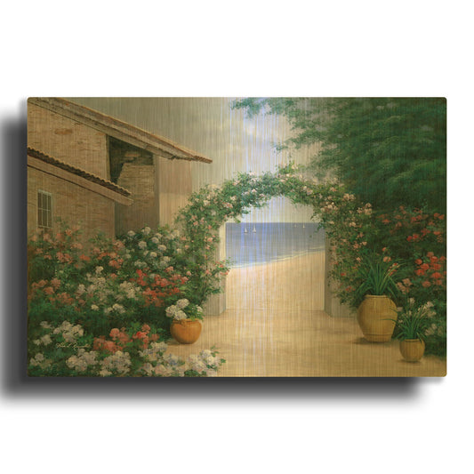 'R775D - Seaside Trellis' By Diane Romanello Gold Metal Wall Art