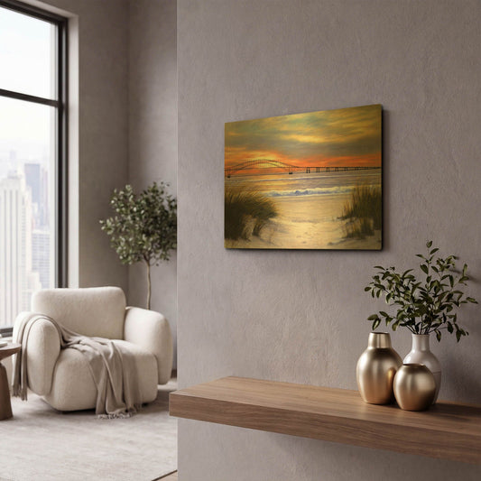 'R778D - Sunset over Robert Moses' By Diane Romanello Gold Metal Wall Art