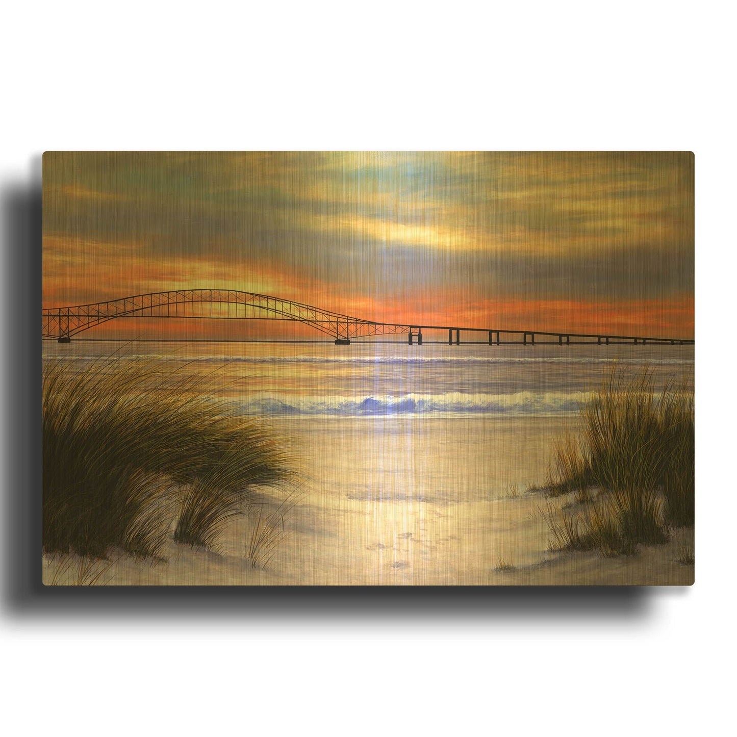 'R778D - Sunset over Robert Moses' By Diane Romanello Gold Metal Wall Art