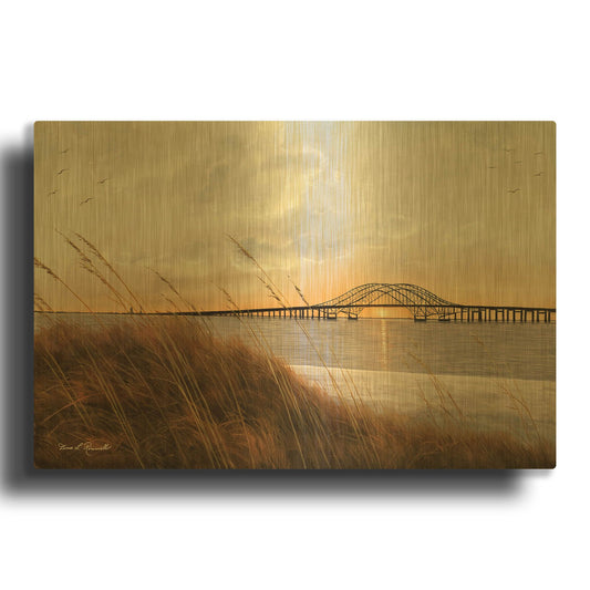 'R782D - View of Captree Bridge' By Diane Romanello Gold Metal Wall Art