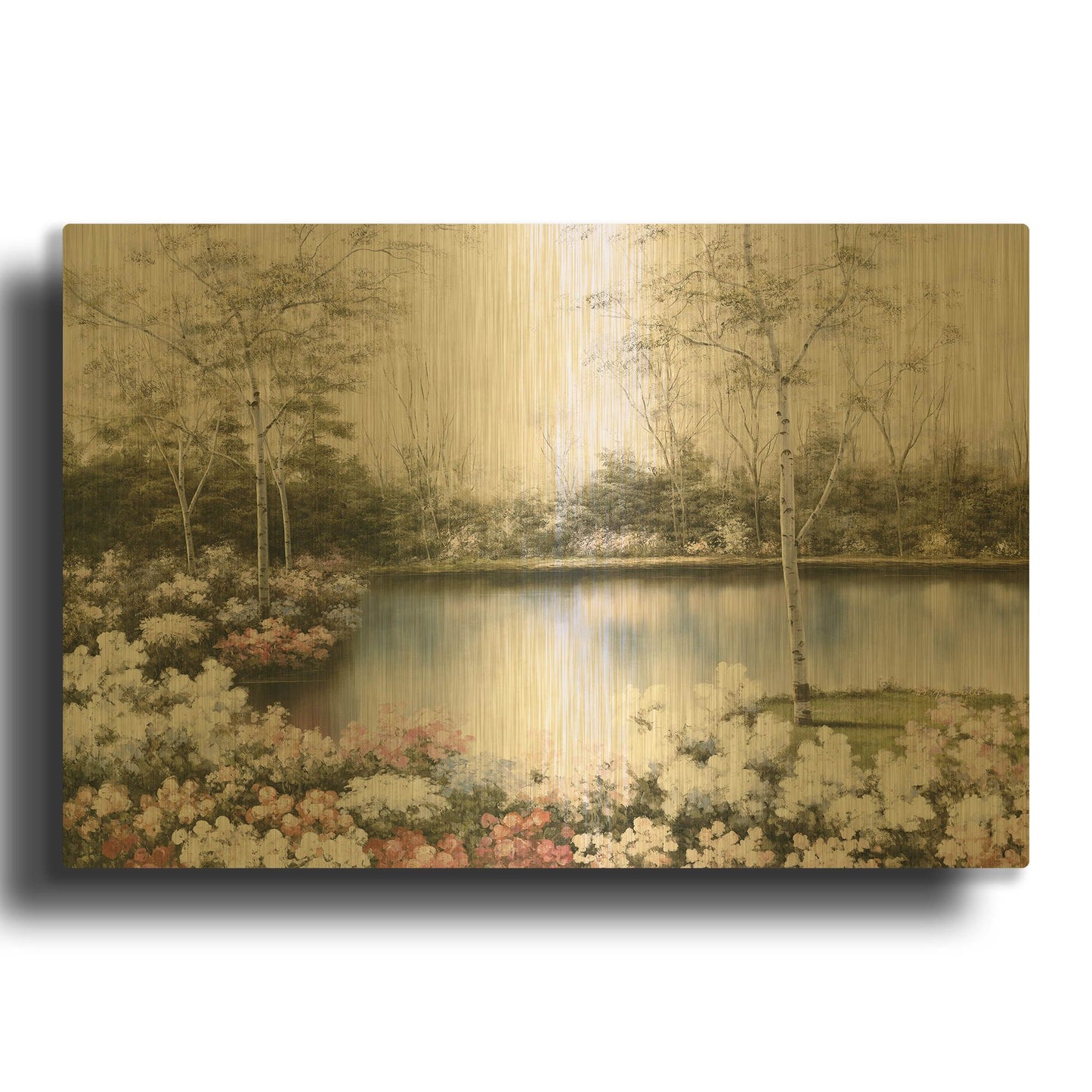 'R784D - White Birches' By Diane Romanello Gold Metal Wall Art