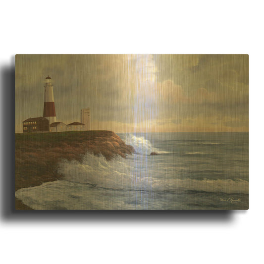 'R786D - Montauk Lighthouse' By Diane Romanello Gold Metal Wall Art