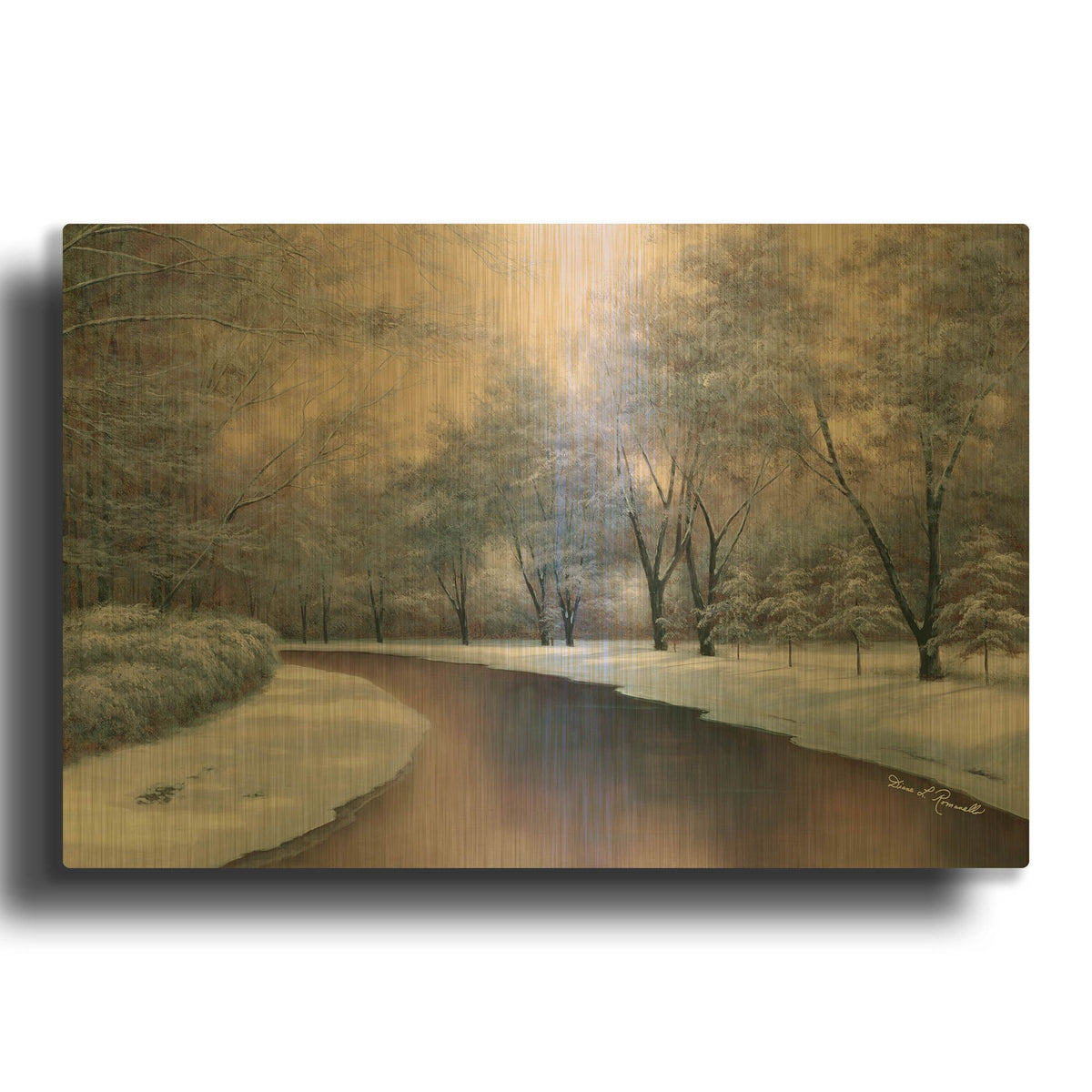 'R787D - Winter Sunlight' By Diane Romanello Gold Metal Wall Art