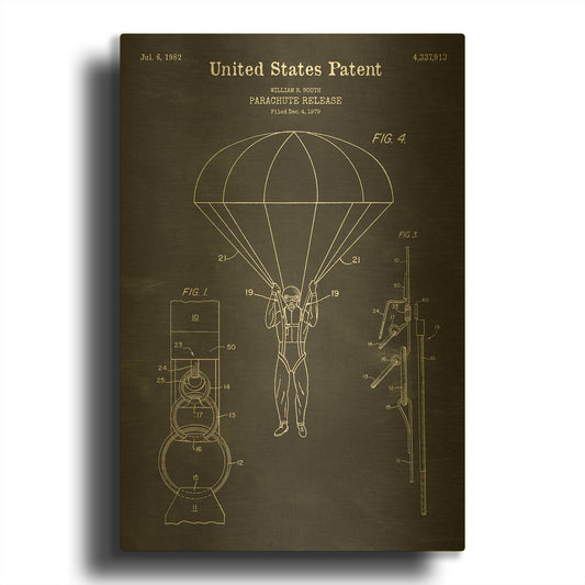 'Parachute Release Blueprint Patent Chalkboard' By LUXE Gold Metal Wall Art