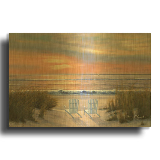 'R789D - Paradise Sunset' By Diane Romanello Gold Metal Wall Art