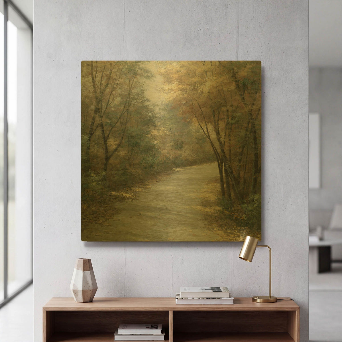 'R807D - Shades of Autumn' By Diane Romanello Gold Metal Wall Art