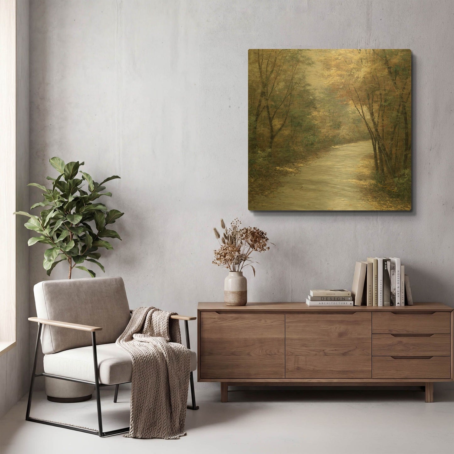 'R807D - Shades of Autumn' By Diane Romanello Gold Metal Wall Art