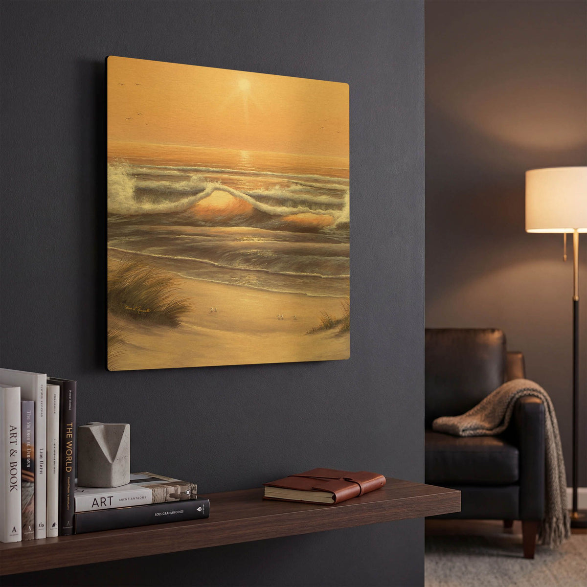 'Golden Waves' By Diane Romanello Gold Metal Wall Art