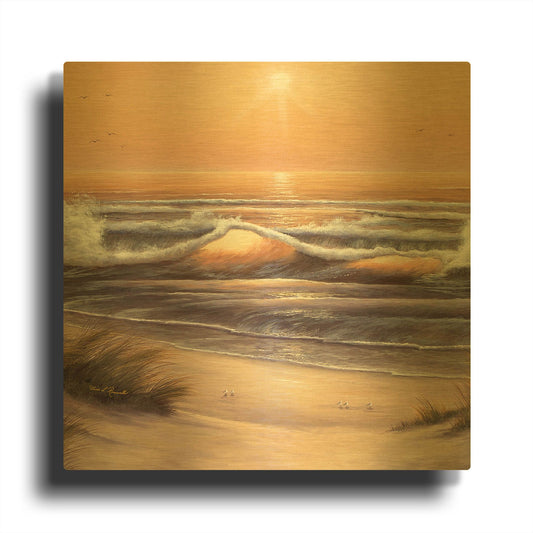 'R809D - Golden Waves' By Diane Romanello Gold Metal Wall Art