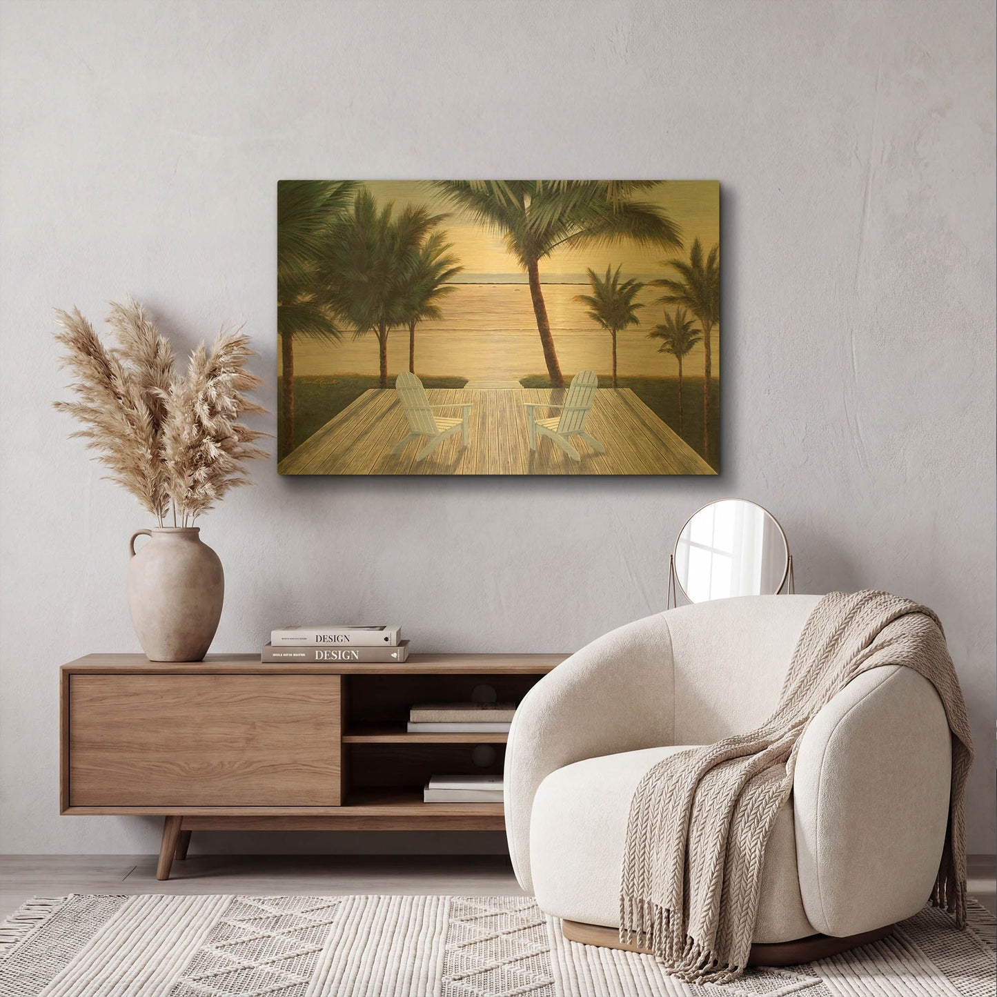 'R810D - Palm Beach Retreat' By Diane Romanello Gold Metal Wall Art
