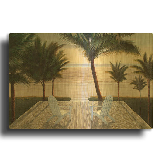 'R810D - Palm Beach Retreat' By Diane Romanello Gold Metal Wall Art