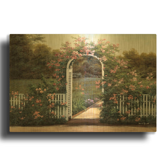 'R813D - Rose Trellis' By Diane Romanello Gold Metal Wall Art