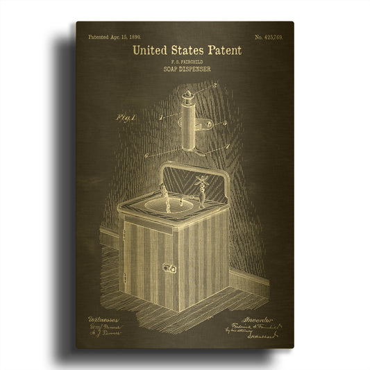 'Soap Dispenser Blueprint Patent Chalkboard' By LUXE Gold Metal Wall Art