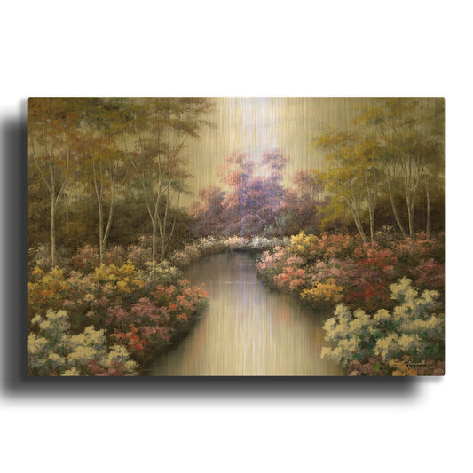 'R814D - Floral Fantasy' By Diane Romanello Gold Metal Wall Art