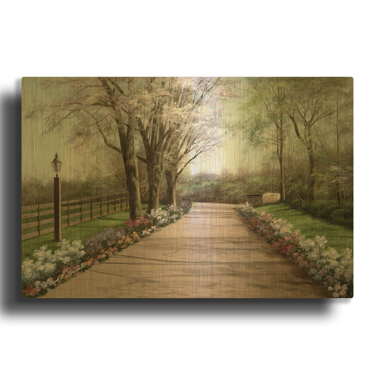 'R815D - Country Lane' By Diane Romanello Gold Metal Wall Art