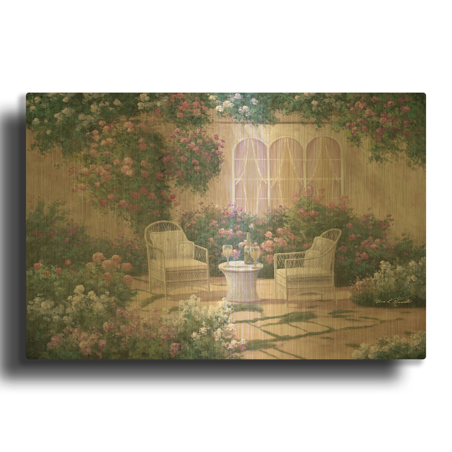 'R816D - Wine and Wicker' By Diane Romanello Gold Metal Wall Art