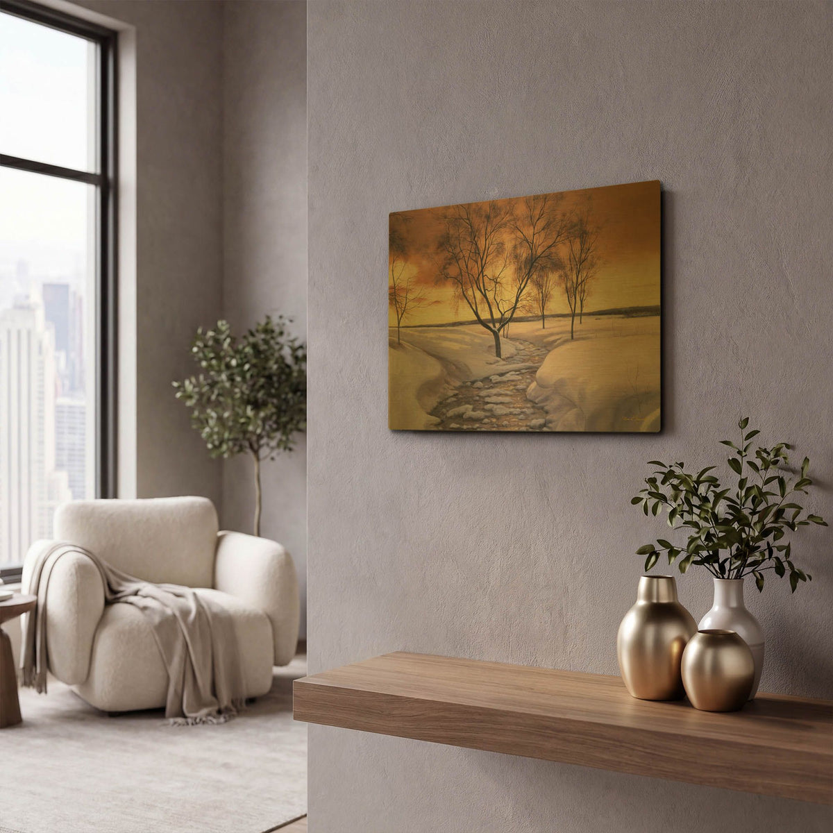 'R819D - Amber Ice' By Diane Romanello Gold Metal Wall Art