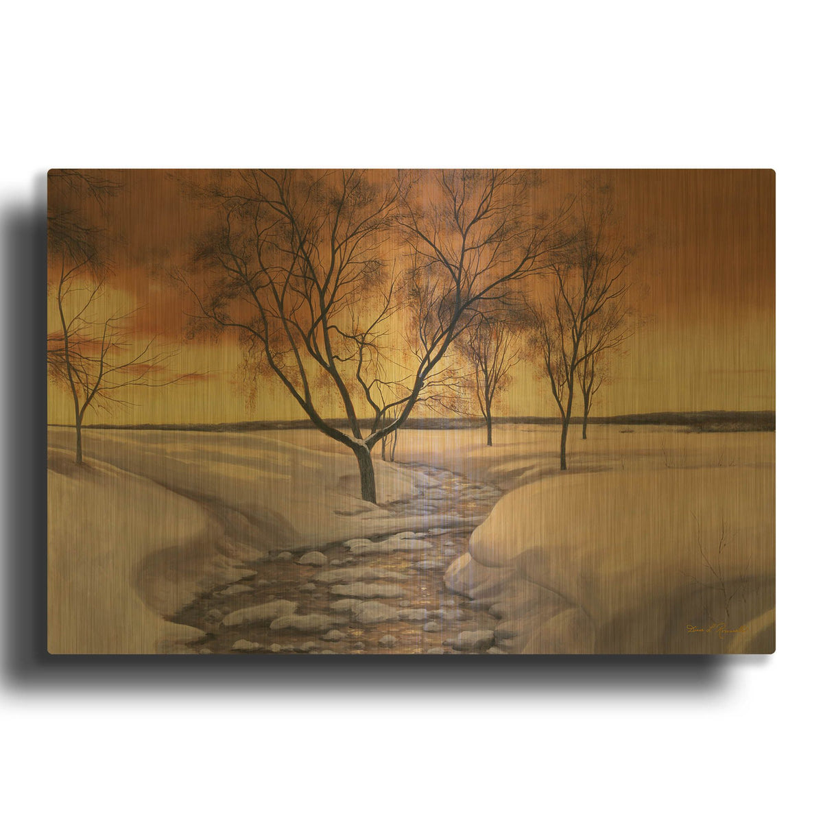 'R819D - Amber Ice' By Diane Romanello Gold Metal Wall Art