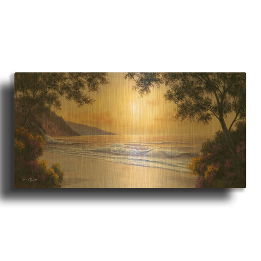 'R820D - Purple and Gold' By Diane Romanello Gold Metal Wall Art