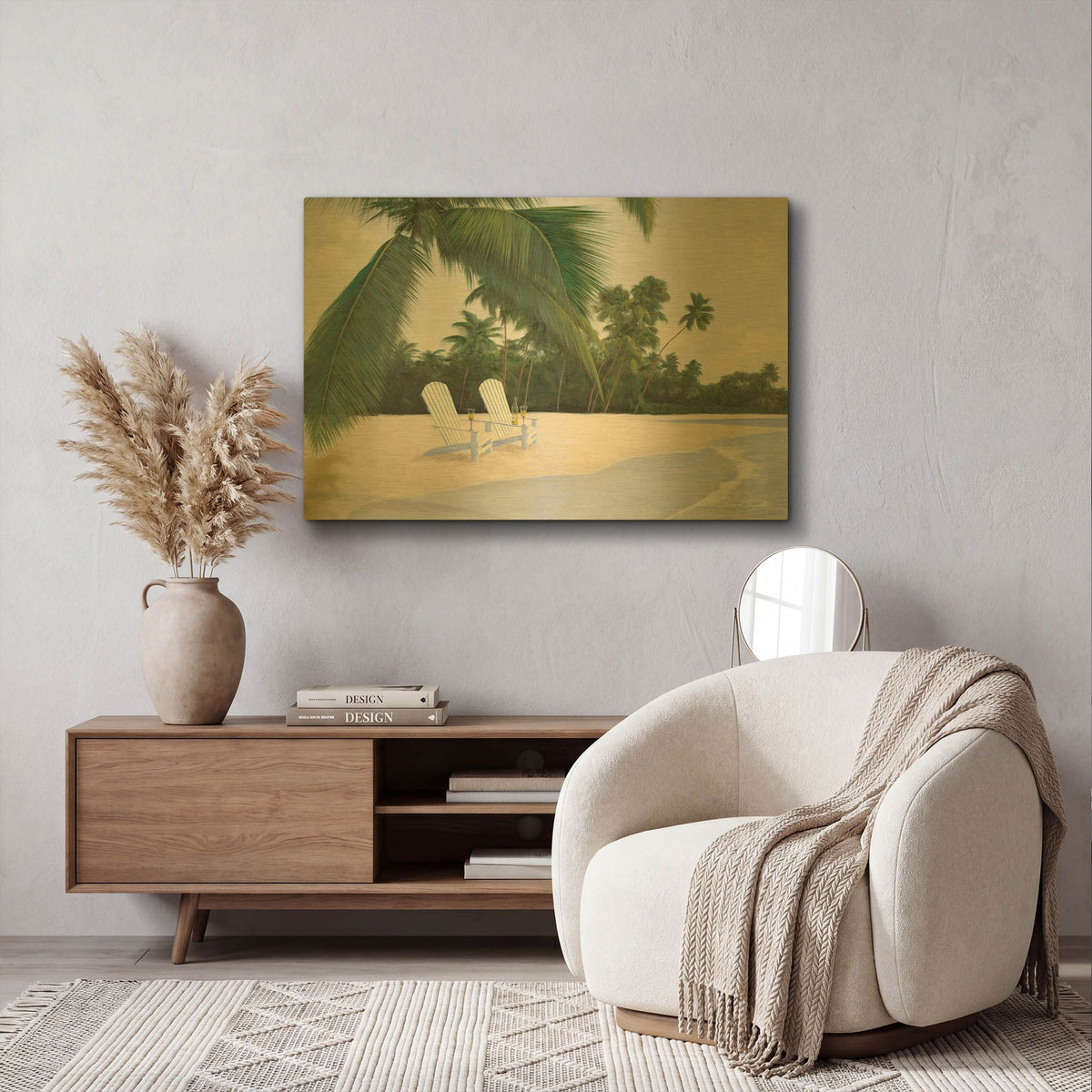 'R821D - Island Hideaway' By Diane Romanello Gold Metal Wall Art