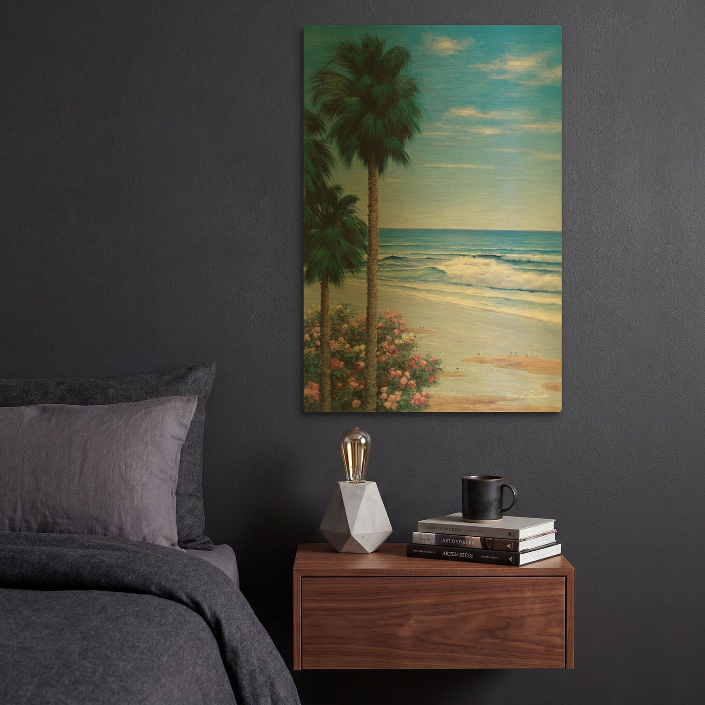 'R822D - Calm Tropics' By Diane Romanello Gold Metal Wall Art