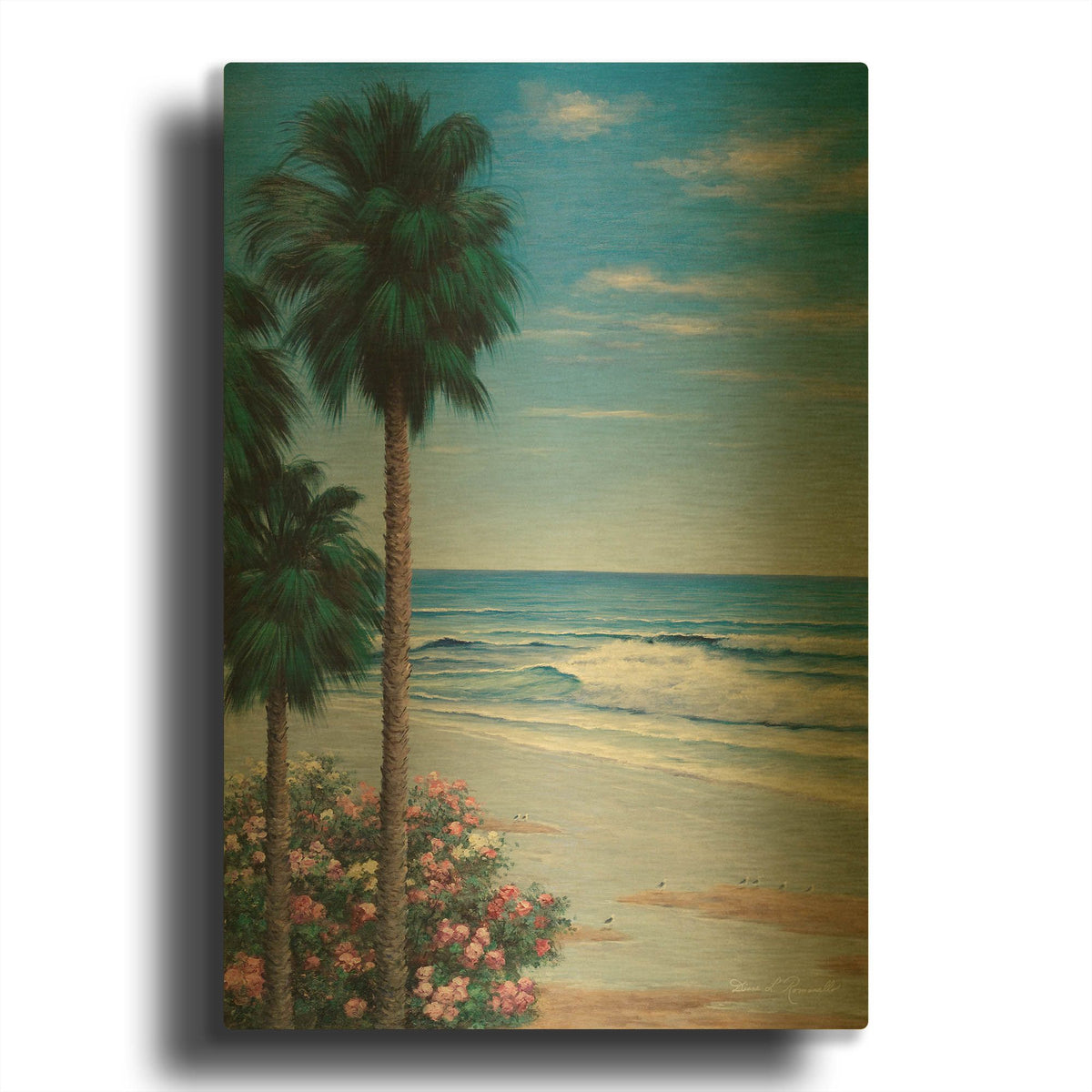 'R822D - Calm Tropics' By Diane Romanello Gold Metal Wall Art