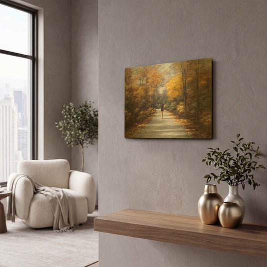 'R824D - Quiet Walk' By Diane Romanello Gold Metal Wall Art