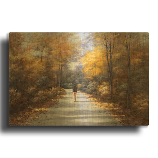 'R824D - Quiet Walk' By Diane Romanello Gold Metal Wall Art