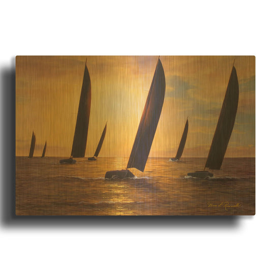'R825D - Into the Sunset' By Diane Romanello Gold Metal Wall Art