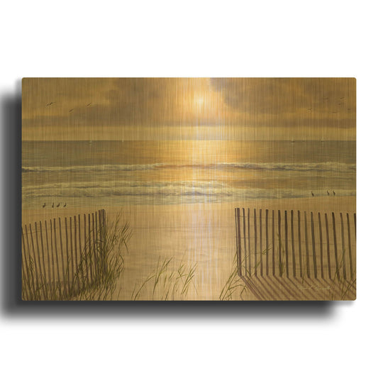'R826D - Beach Light' By Diane Romanello Gold Metal Wall Art