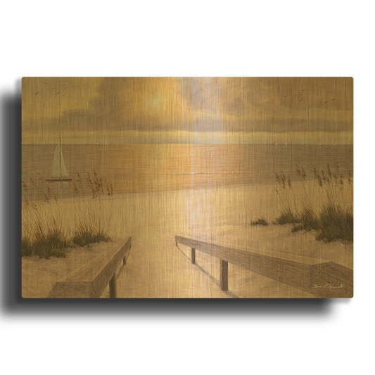 'R827D - Beach Glow' By Diane Romanello Gold Metal Wall Art