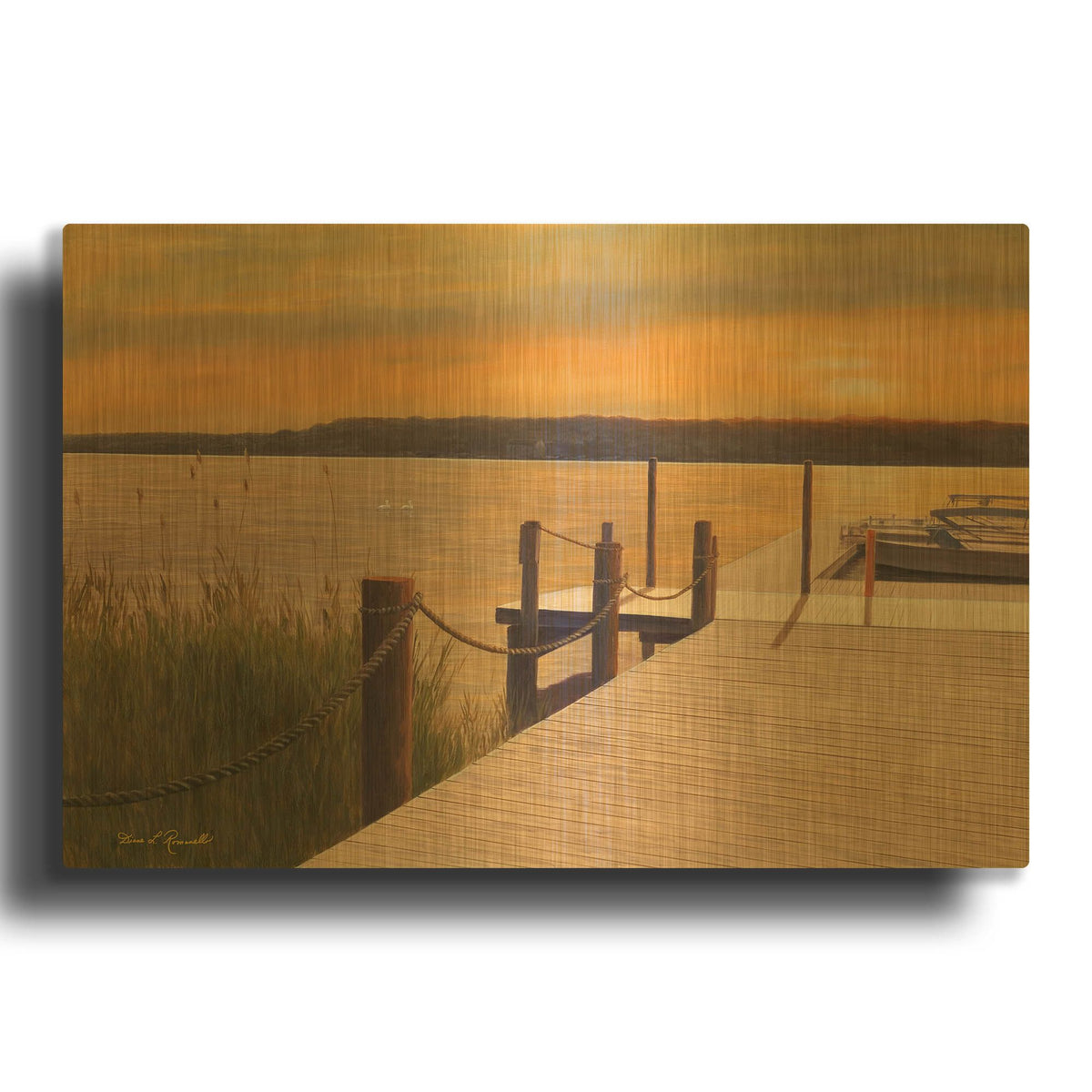 'R828D - Waterways' By Diane Romanello Gold Metal Wall Art