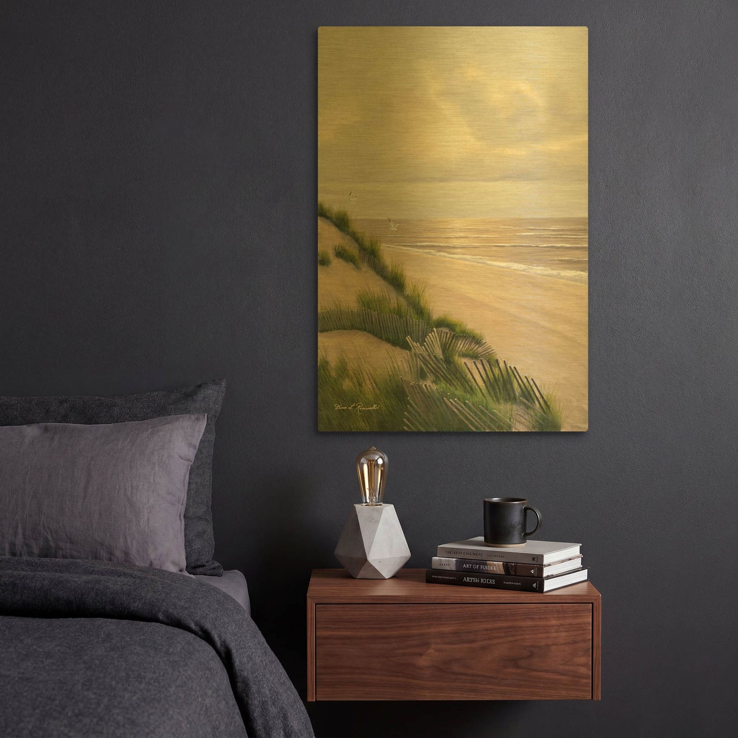 'R838D - Morning Tide' By Diane Romanello Gold Metal Wall Art