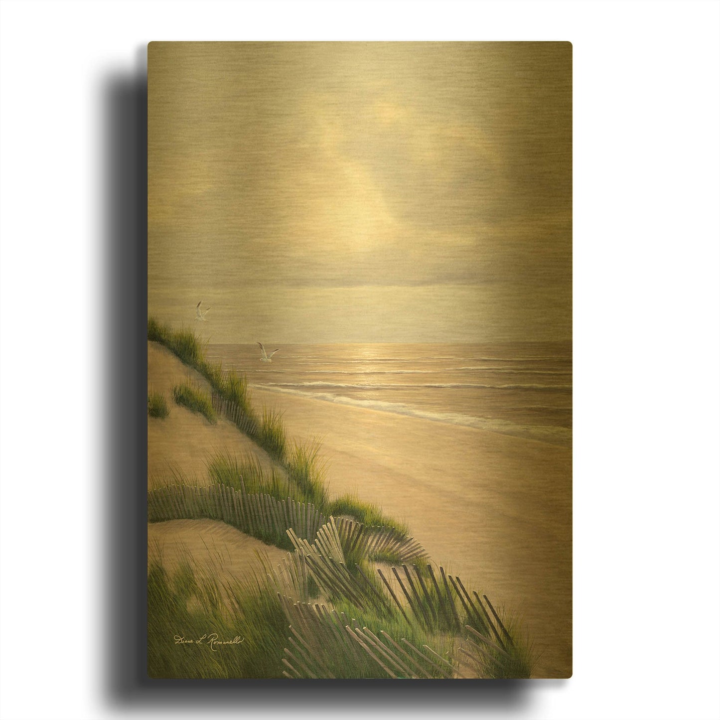 'R838D - Morning Tide' By Diane Romanello Gold Metal Wall Art