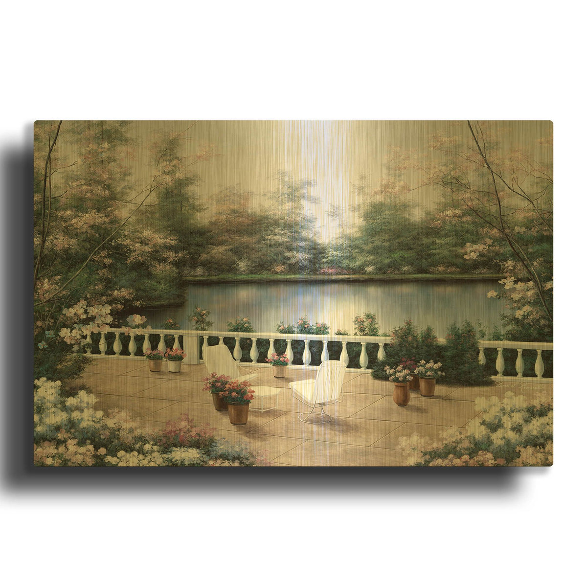 'R839D - Terrace View' By Diane Romanello Gold Metal Wall Art