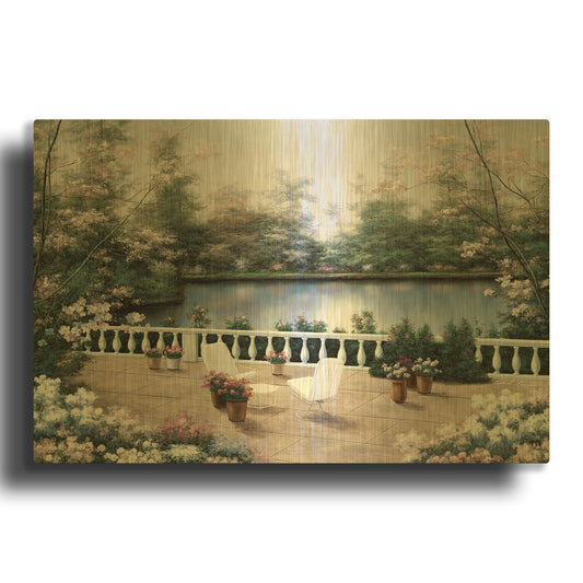 'R839D - Terrace View' By Diane Romanello Gold Metal Wall Art
