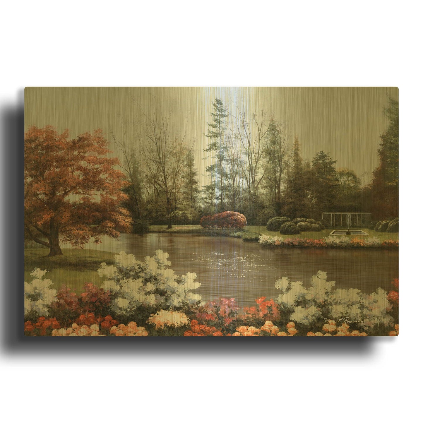 'R841D - Lakeside View' By Diane Romanello Gold Metal Wall Art