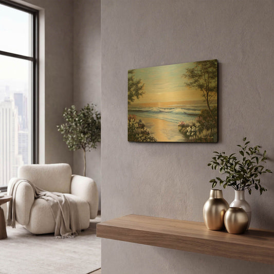 'R844D - Ocean Breeze' By Diane Romanello Gold Metal Wall Art