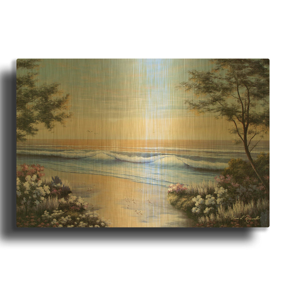 'R844D - Ocean Breeze' By Diane Romanello Gold Metal Wall Art