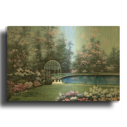 'R850D - Lakeside Gazebo' By Diane Romanello Gold Metal Wall Art