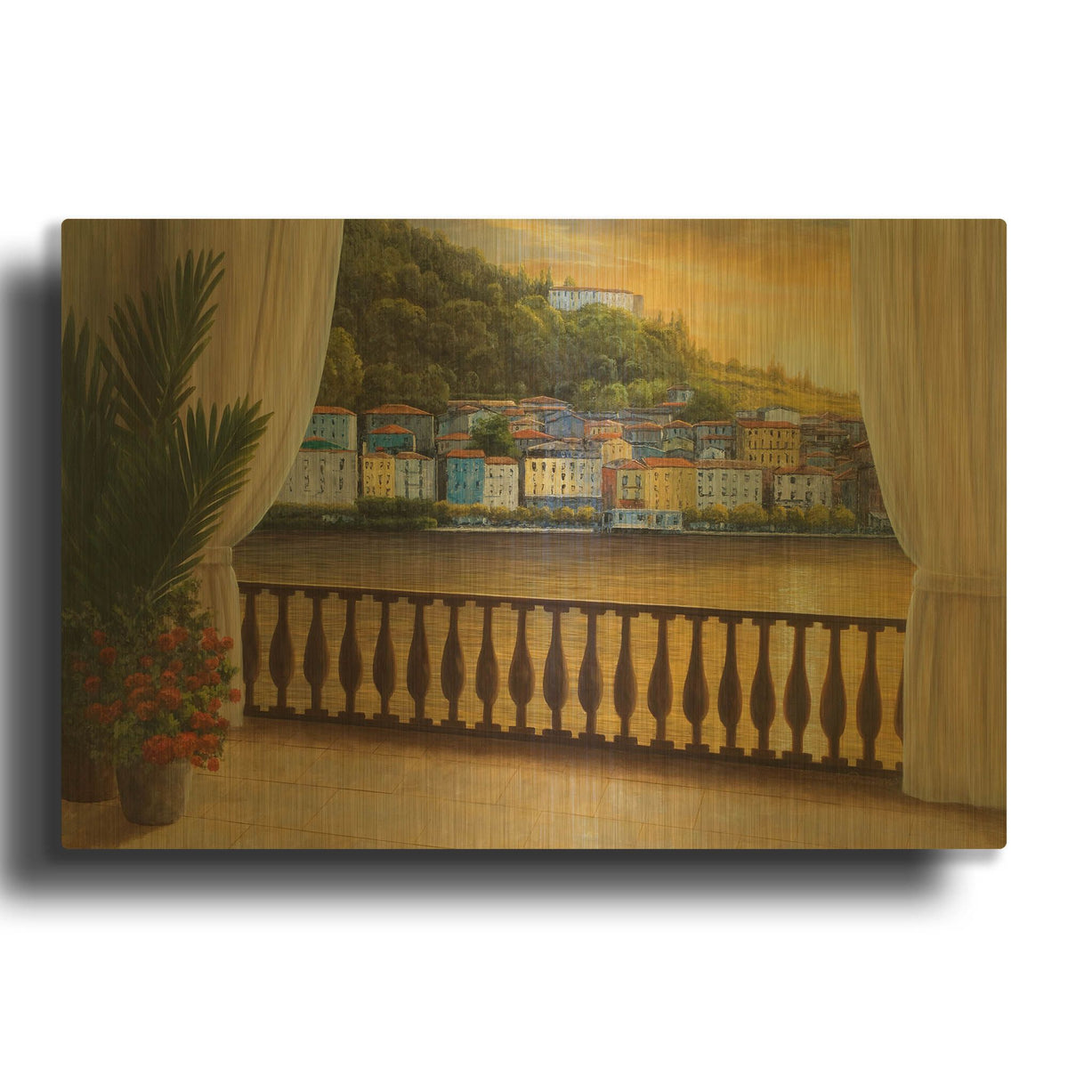 'R858D - Italian View' By Diane Romanello Gold Metal Wall Art