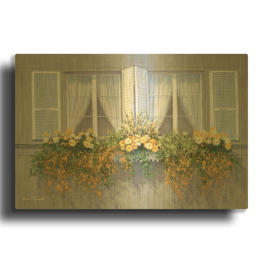 'R876D - Spring Window' By Diane Romanello Gold Metal Wall Art