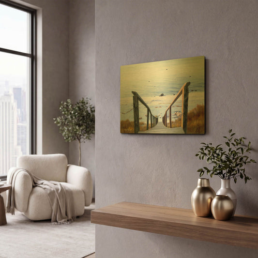 'R881D - Sound Beach' By Diane Romanello Gold Metal Wall Art