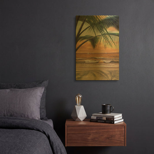 'R1125D - Paradiso Sunset' By Diane Romanello Gold Metal Wall Art