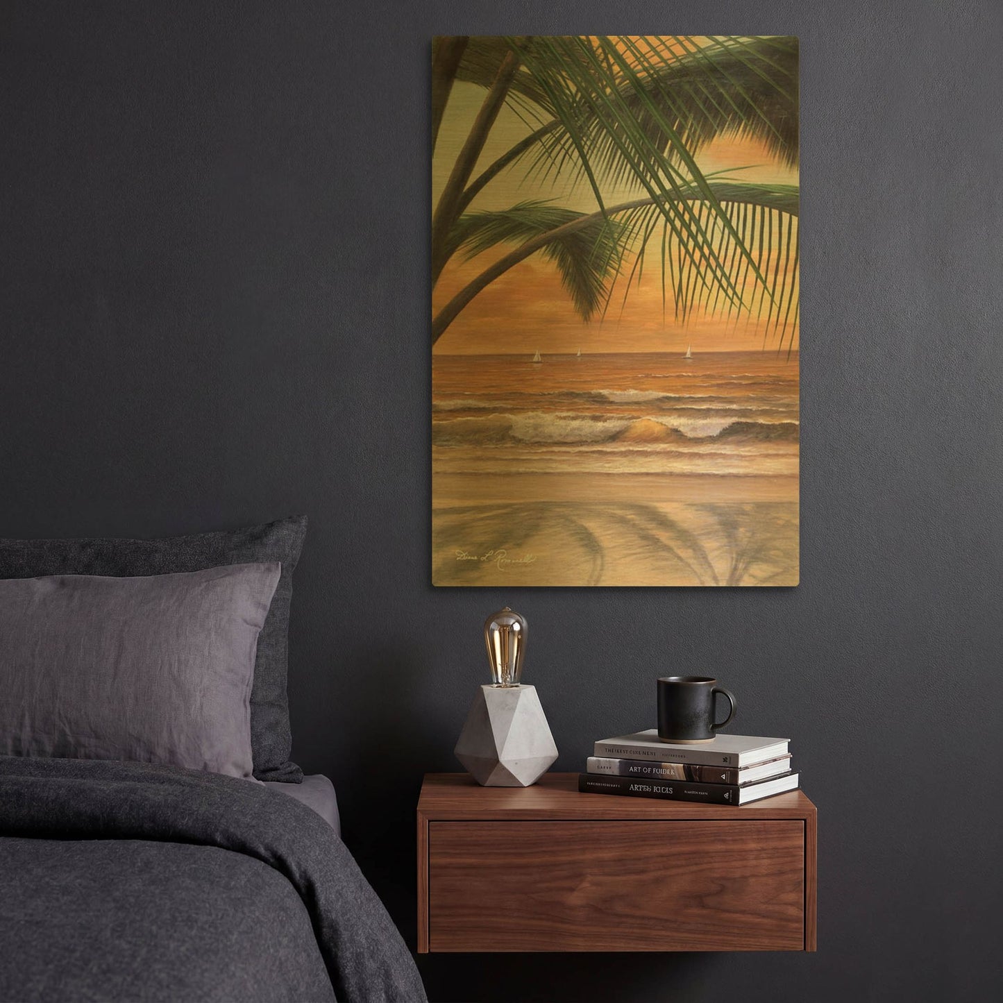 'R1125D - Paradiso Sunset' By Diane Romanello Gold Metal Wall Art