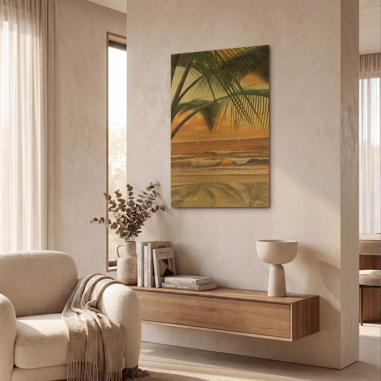 'R1125D - Paradiso Sunset' By Diane Romanello Gold Metal Wall Art